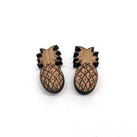 2 x Pineapple Cabochons - 15mm x 8mm Timber - 1 Pair