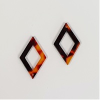 2 x 26mm Diamond - Cellulose Pendants - Tortoiseshell