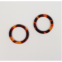 2 x 22mm Hoop - Cellulose Pendants - Tortoiseshell