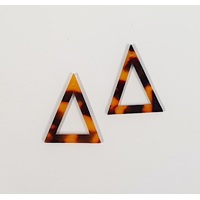 2 x 27mm Triangle - Cellulose Pendants - Tortoiseshell