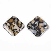 2 x 32mm Rounded Square - Cellulose - Glitter & Gold Foil