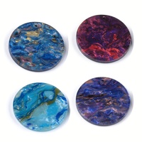 37mm Round Swirly Blue Discs - Cellulose Acetate Pendants