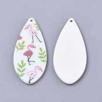 2 x 30mm Flamingo Pendant on Acrylic