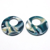 30mm Round Teal Slice Hoops - Cellulose Acetate Pendants