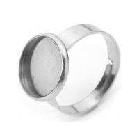 12mm Bezel Stainless Steel Rings for Cabochon Adjustable Size - Non Tarnish
