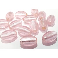 5 x Ellipsoid Czech GlassSilver Foiled Lampwork  Beads - Primrose Pink