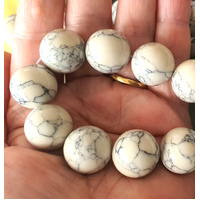 Turquoise White Ink Veins - Big 18mm Round - 2mm Hole Beads - Gemstone