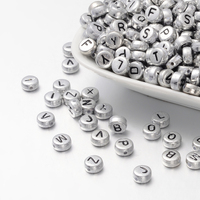 400 x Letter Mixed Beads  Silver Colour Plated Acrylic Horizontal Hole Letter Beads 55g  about 400 beads