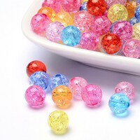 25g Round Crackle Beads 8mm Mixed Pretty Colours about 80 Beads