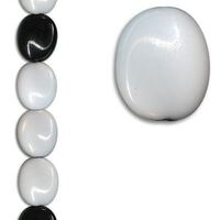 1 x 13mm Twist Oval Black & White Beads - 7 Inch Strand