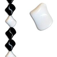 1 x 14mm Triangle Black & White Beads - 7 Inch Strand