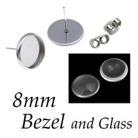 8mm Bezel Studs & Glass Kit - Stainless Steel - Non Tarnish