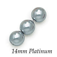 14mm Platinum Pearl Smooth Round Pearls - Czech Glass Beads