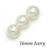 16mm Ivory Pearl Smooth Round Pearls - Czech Glass Beads