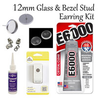 12mm Glass & Bezel Stud Earring Kit - Glue, Glaze & Punch