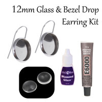 12mm Glass & Bezel Drop Earring  Stainless Steel, Glass Glue & Glaze - Non Tarnish