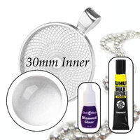 30mm Glass Pendant Kit - Makes 10 Necklaces - Colour Options