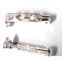 25mm Shiny Silver Brooch Back with safety Catch - 20pk