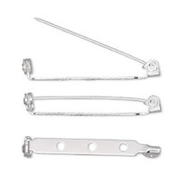 20 x Silver - Brooch Backs with Safety Catch - 25mm - 26mm  (steel base) 