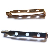 3 x 38mm Brooch Backs - Gold or Shiny Silver