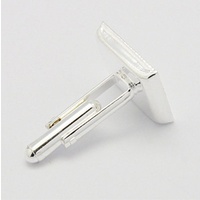 Square Bezel Brass Based Silver Cuff Link Blanks 15mm Pad Cufflinks