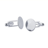 Silver Cuff Link Blanks 10mm or 15mm Pad Cufflinks - Brass Based 