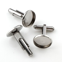 Stainless Steel Cuff Links with Bezel Settings - 10mm, 12mm or 14mm  - Non Tarnish