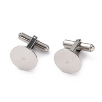 10 Stainless Steel Cufflink Blanks, 14mm Pad, Cuff Link Findings, Glue Pad Cufflinks, DIY Cufflinks, Non Tarnish Jewellery Supplies