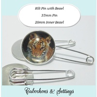 Brooch Brooch Pin 20mm Inner Bezel Vintage Shawl Pin with Optional Glass (Kilt Pin Style)