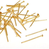 100 x 19mm Gold Plated Stainless Steel Headpins