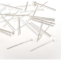 100 x 19mm Silver Plated Stainless Steel Headpins