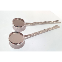 Shiny Silver Hair Slide with 12mm Bezel