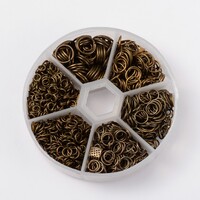 Antique Bronze  Jump Rings in 6 Sizes! Sampler Box - about 1600 pcs