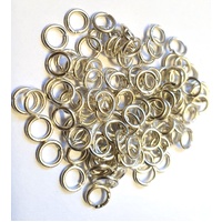 100 x 5mm Brass Jump Rings - Frosty Silver
