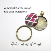 38mm Round Key Ring Button Kit - Shiny Silver - Makes 10