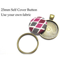 23mm Button Keyring Kit - Antique Silver 