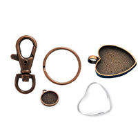 Heart Key Ring Glass Kit - Antique Copper - Makes 10