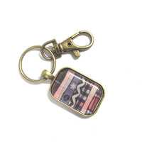 Rounded Rectangle Key Ring Glass Kit - Antique Bronze - Makes 10