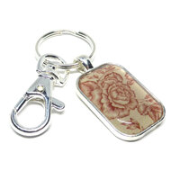 Rounded Rectangle Key Ring Glass Kit - Shiny Silver - Makes 10