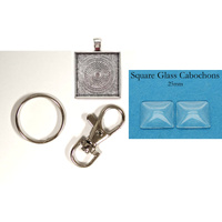 Square Key Ring Glass Kit - Antique Silver - Makes 10