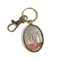 10 Sets - Oval Key Ring Glass Kit - Antique Bronze 