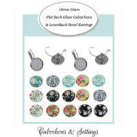 20 x Surgical Steel Lever Back Earrings 14mm Bezels  & 14mm Floral Glass DIY KIT