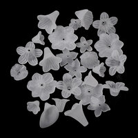45g Lucite Retro Frosted White Transparent Colour Flowers & Beads