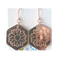 Rose Gold - Sunflower - Mirror Mirror Beautiful Pendant Earrings - Large Size