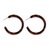 Large Resin Hoops Tortoiseshell Studs  Hypo-Allergenic