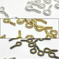 10 x Steel Eyelet Screws 8mm x 4mm x 1mm Silver, Bronze, Gold