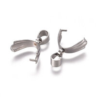 Pendant Bails with Pick - Large 19mm - Platinum - Stainless Steel - Non Tarnish