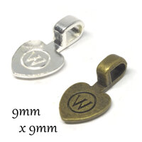 9mm Medium Heart Bails - Silver, Bronze, Antique Gold, Antique Copper, Matt Silver