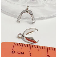 Pendant Ice Pick / Pinch Bail with Loop - Stainless Steel - Non Tarnish