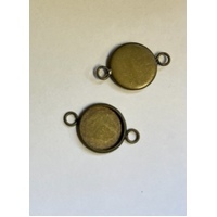 10 x 12mm Connector Pendant - Brass Based - Antique Bronze